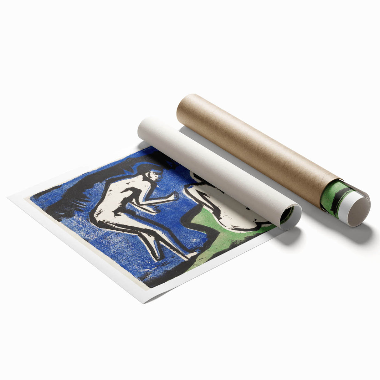 Expressionist Bathing Couple – Bold Abstract Nature Canvas Wall Art