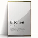 Large art print of a mid-century modernist food inspirational quote in gold on framed acrylic, ideal for nursery wall decor.
