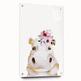 Floral Baby Hippo Girls Room Wall Art – Nursery Print