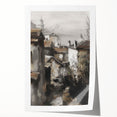 Rolled canvas print showcasing a vibrant landscape design with rich colors, elegantly packaged in a protective cardboard tube, ideal for home decor.