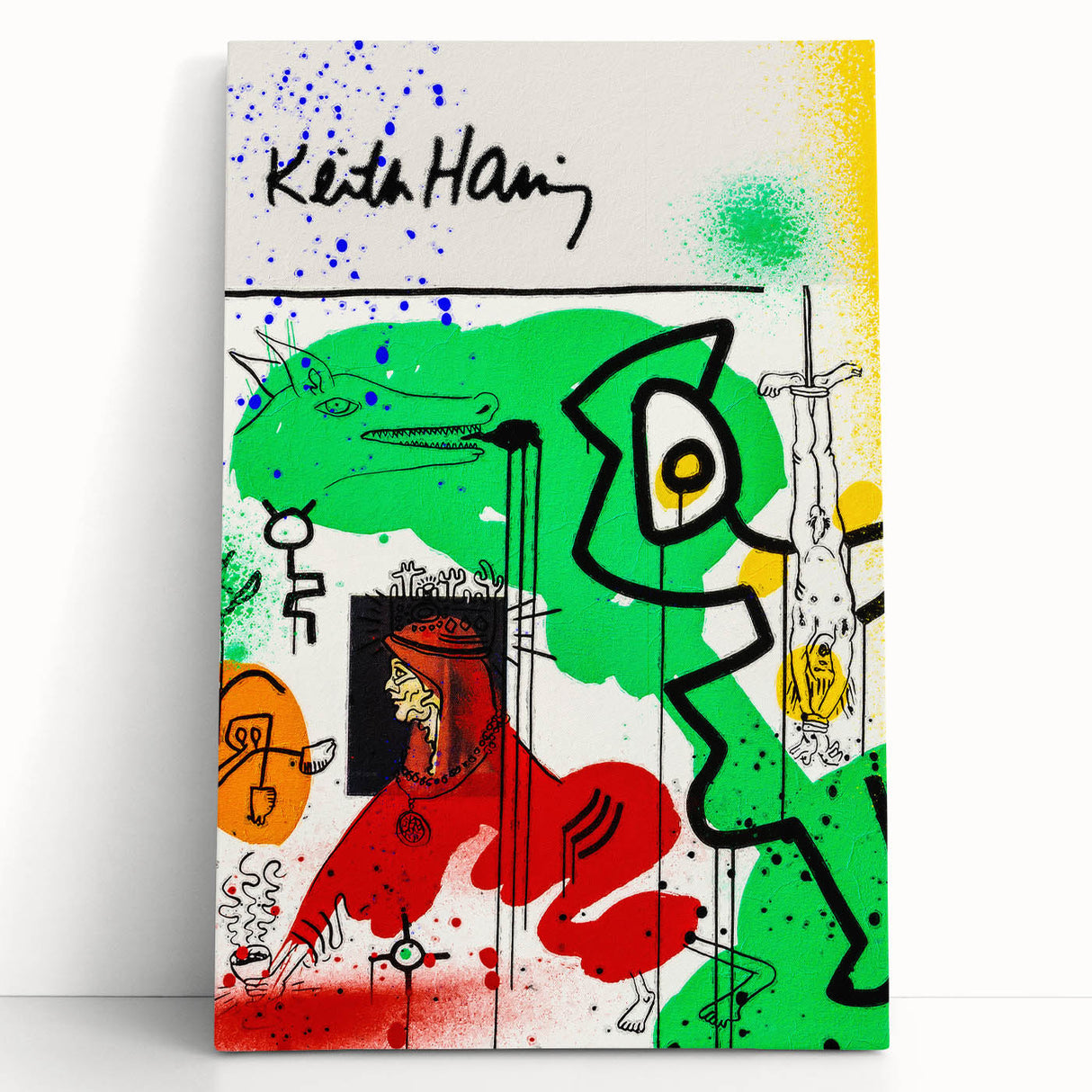 Vibrant Pop Art Wall Art - Green, Red, and Yellow Canvas Print
