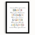 Braver Stronger Smarter Typography Art – Motivational Wall Decor