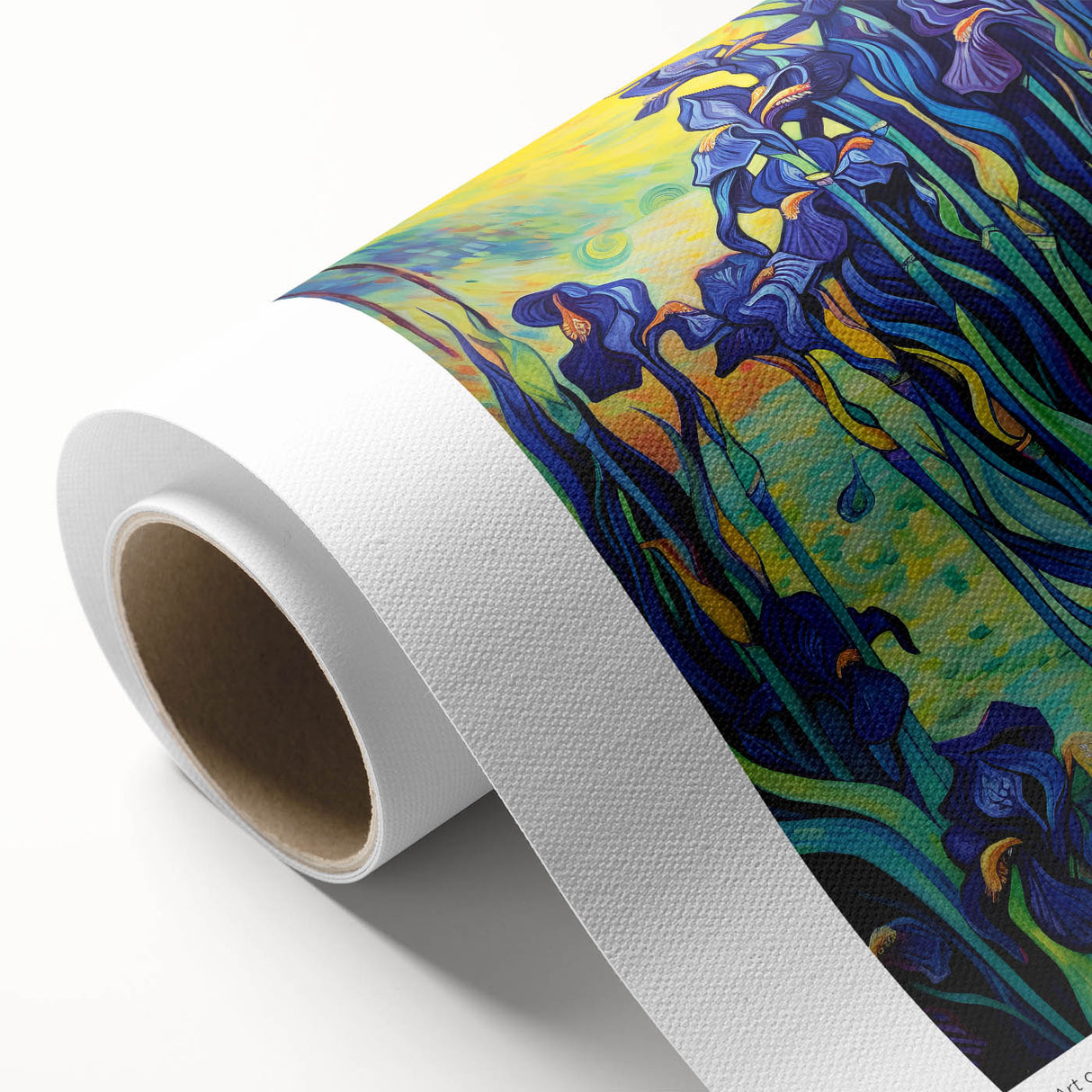 Impressionist-style painting of a vibrant starry night on rolled canvas, ideal for nursery wall art.