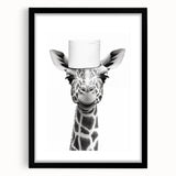 Quirky Giraffe Bathroom Wall Art - Fun Black and White Decor