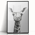 Quirky Giraffe Bathroom Wall Art - Fun Black and White Decor
