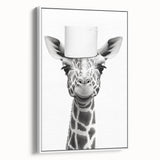 Quirky Giraffe Bathroom Wall Art - Fun Black and White Decor