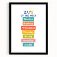 Days of the Week Learning Wall Art - Kids Educational Poster