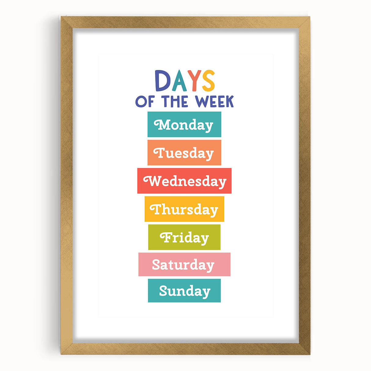 Days of the Week Learning Wall Art - Kids Educational Poster