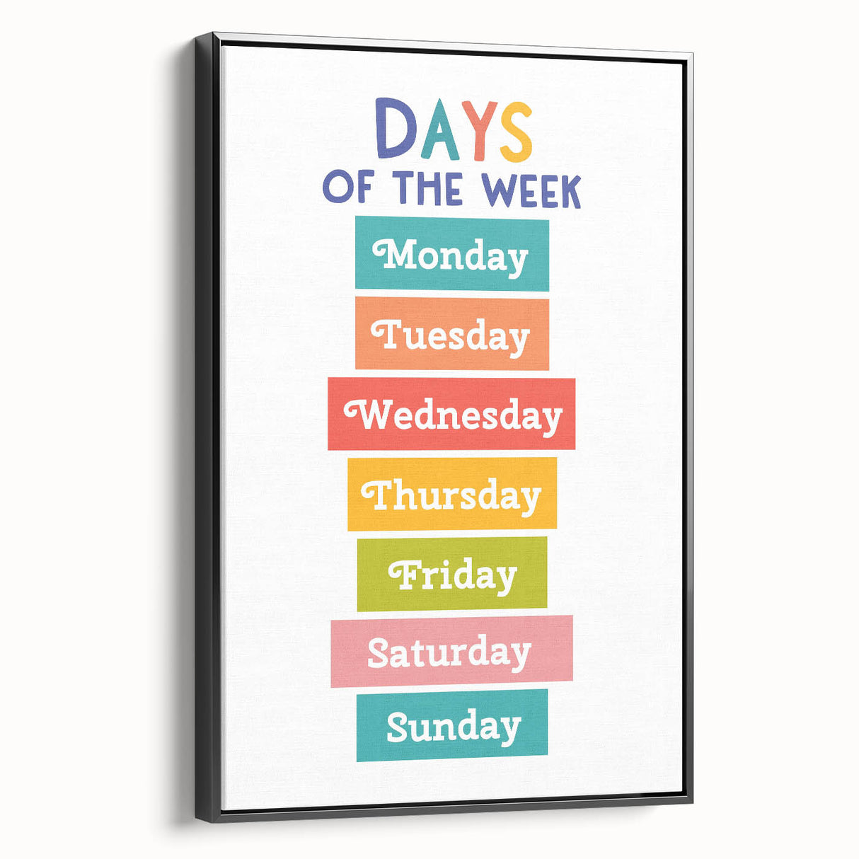 Days of the Week Learning Wall Art - Kids Educational Poster
