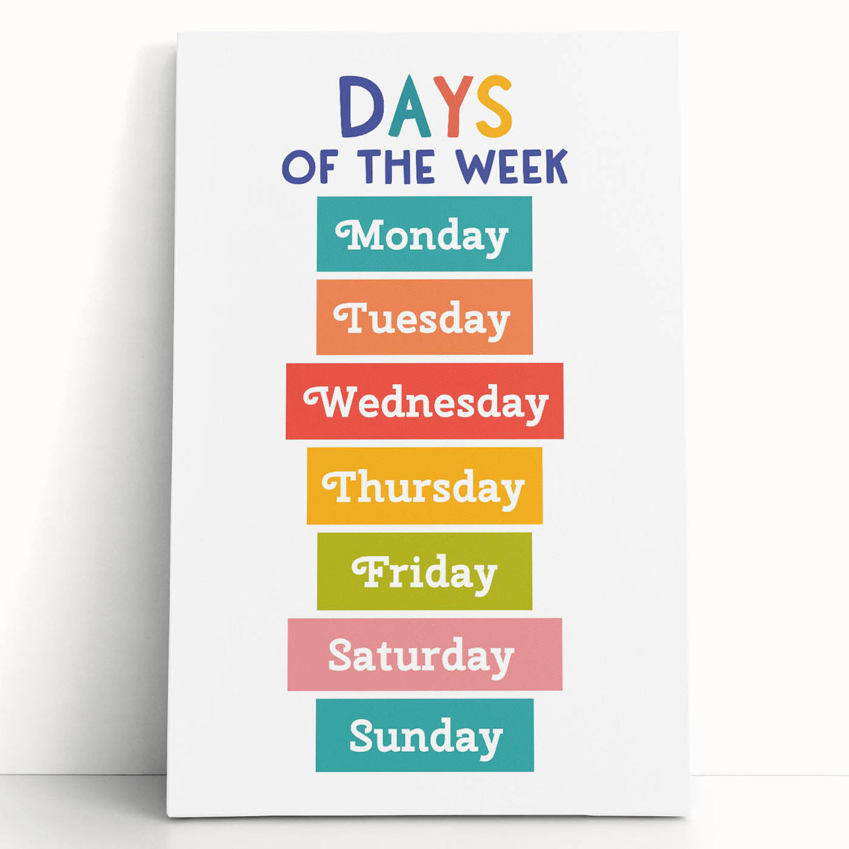 Days of the Week Learning Wall Art - Kids Educational Poster