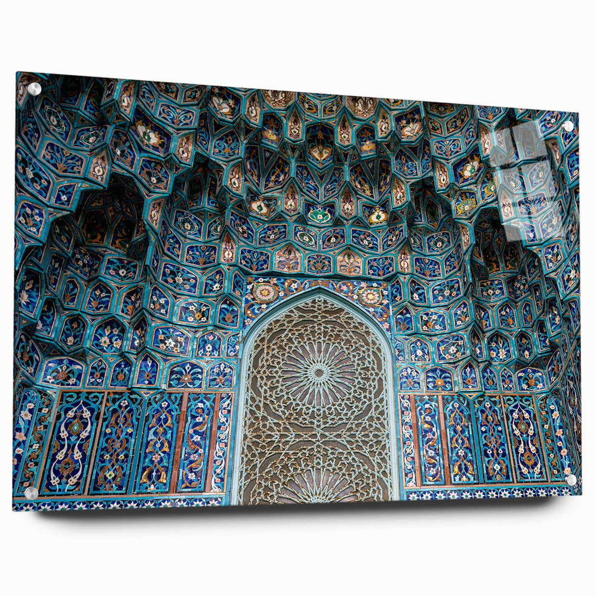 Acrylic print of a large abstract Moroccan landscape in earthy tones, suitable for bedroom or dining room decor.