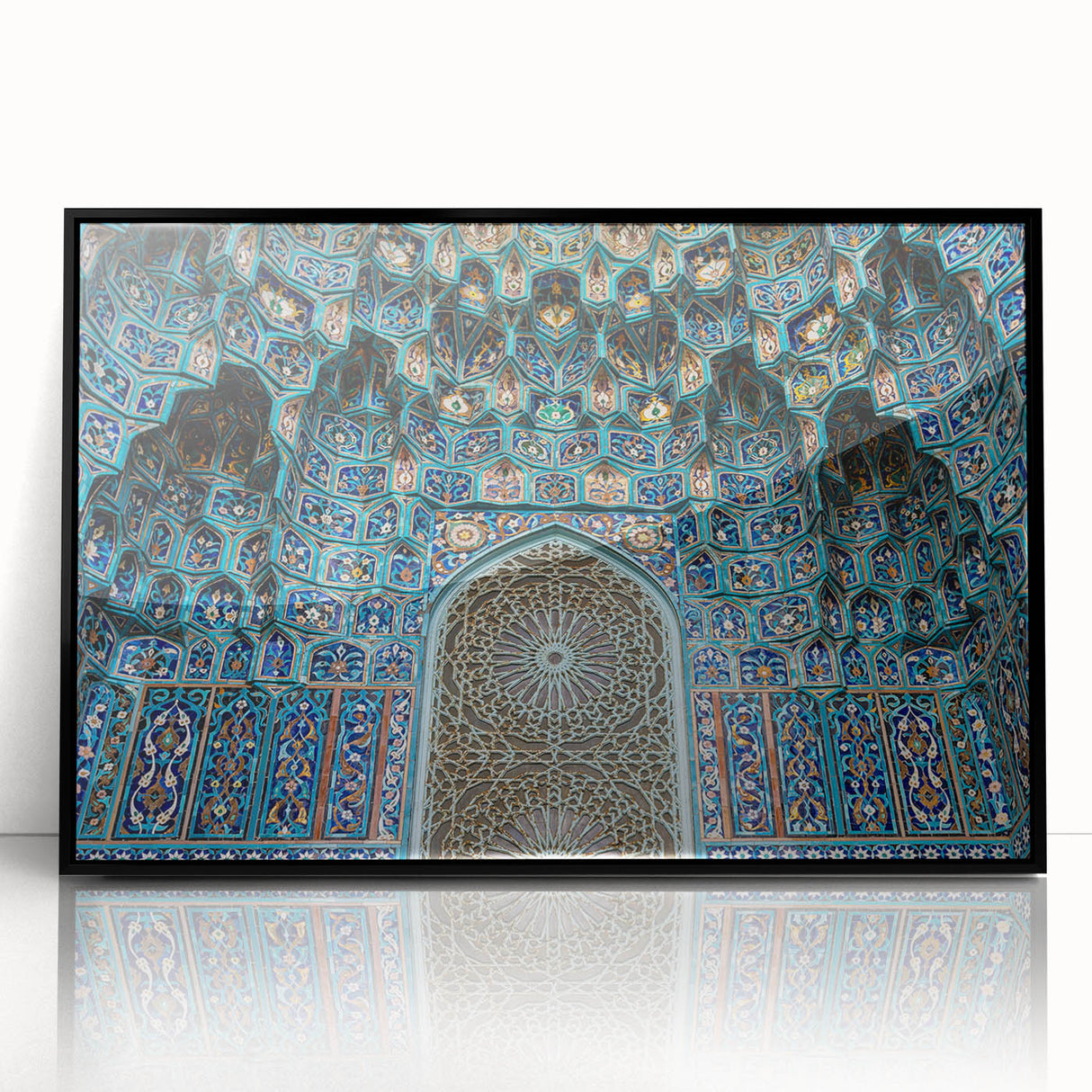 Large abstract wall art depicting a Moroccan landscape in muted earth tones on framed acrylic.