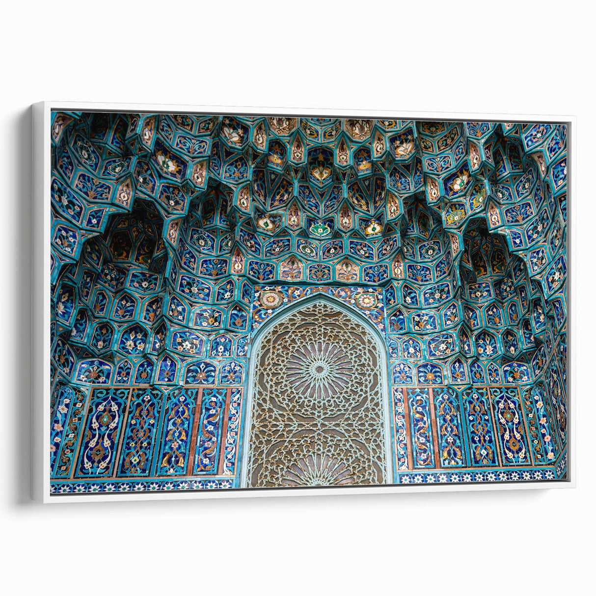 Framed canvas featuring a vintage-style Moroccan landscape in black and white, ideal for bedroom wall art.