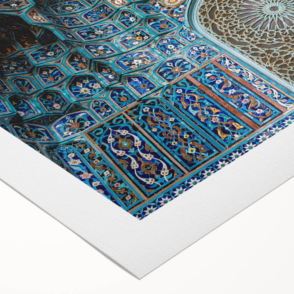 Art deco poster featuring a Moroccan landscape in muted earth tones on rolled canvas, suitable for dining room decor.