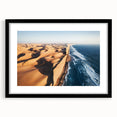 Colorful abstract art print of a textured Namibian landscape on a large framed canvas, ideal for living room decor.