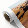 Art deco poster of Namibian scenery on rolled canvas, featuring earthy tones, ideal for nursery wall art or dining room.