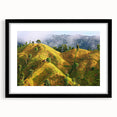 Abstract art print featuring vibrant, colorful textures, ideal for living room decor, framed with a black mat.