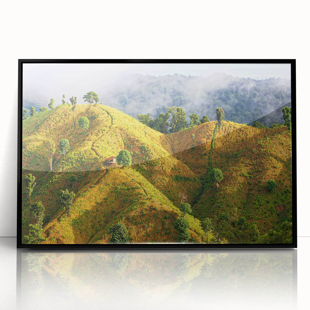 Large abstract wall art featuring a fluid design in black and white, framed in acrylic, ideal for modern art wall decor.