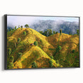 Black and white landscape art painting of a serene Bangladesh countryside on framed canvas, ideal for bedroom wall decor.