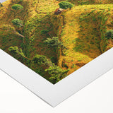 Art deco poster featuring a serene Bangladesh landscape in muted green and blue tones, printed on rolled canvas.