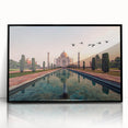 Large abstract wall art depicting a vibrant Indian landscape, framed in black acrylic, suitable for modern living room decor.