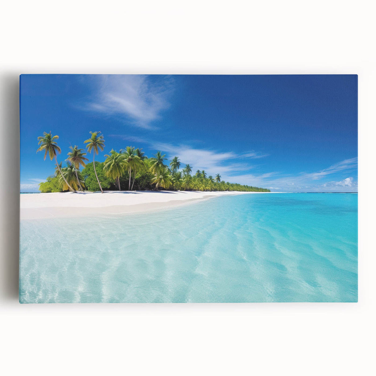Black and white stretched canvas of Maldives scenery, ideal for kitchen wall art.