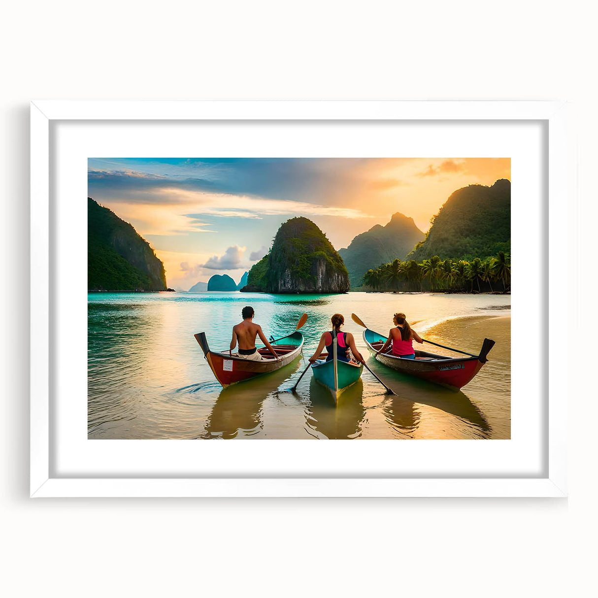 Abstract art print of a serene Philippine landscape in muted earth tones, framed with a white mat.