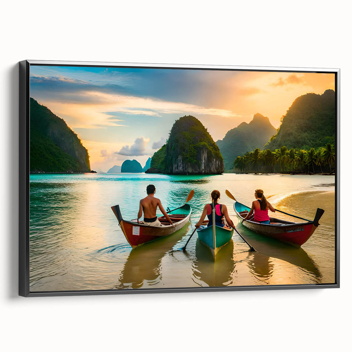 Black and white framed canvas of a vintage Philippine landscape, ideal for bedroom decor.