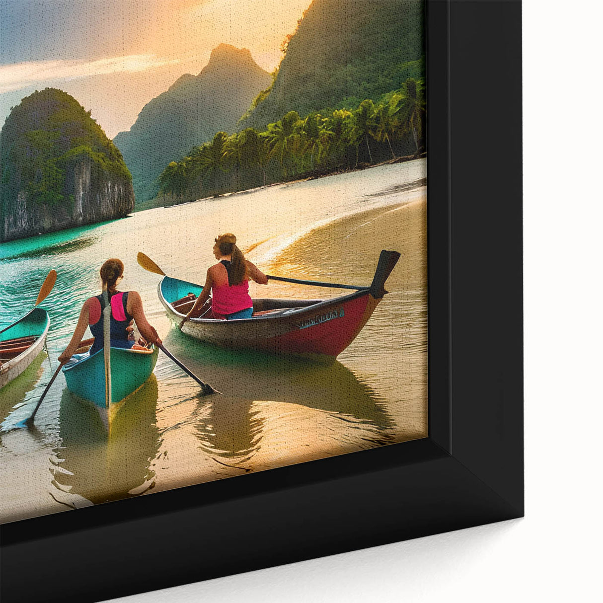 Extra large framed canvas featuring a textured, colorful Philippine scenery in predominantly black tones.