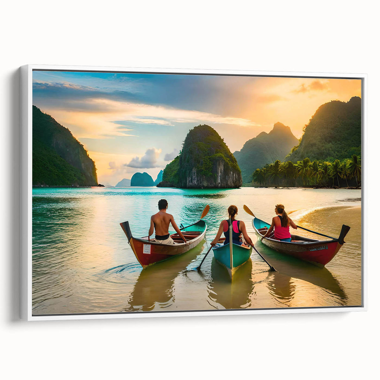 Vintage poster art of a scenic Philippine landscape on a framed canvas, featuring vibrant colors.