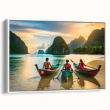 Vintage poster art of a scenic Philippine landscape on a framed canvas, featuring vibrant colors.