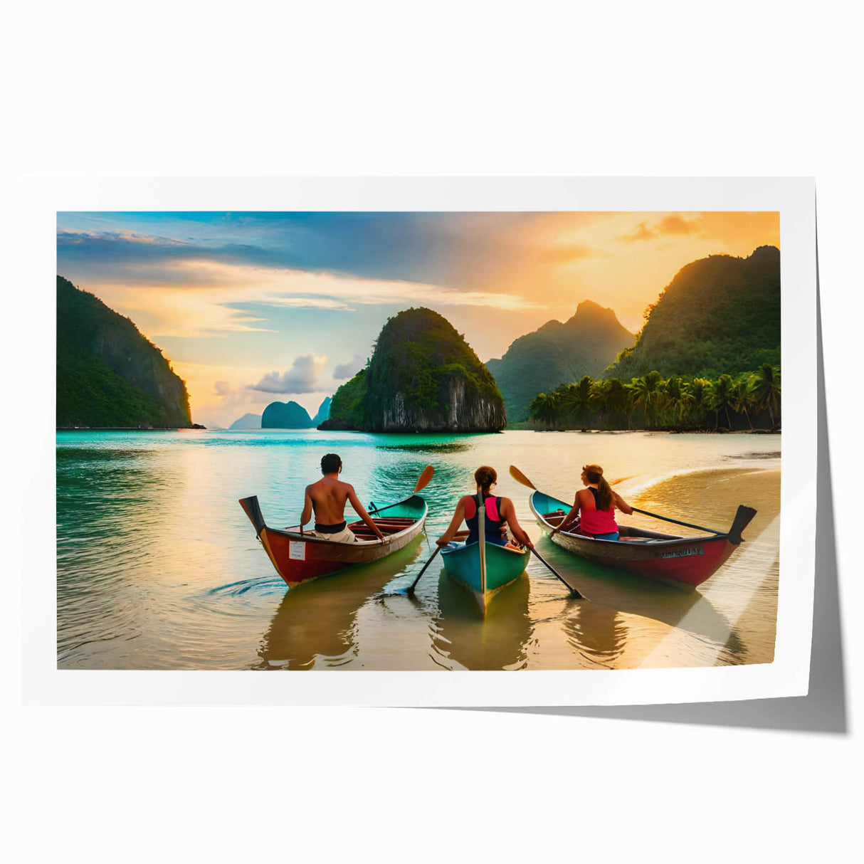 Rolled print of a serene Philippine landscape with lush greenery and floral elements, suitable for dining room wall art.