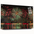 Large abstract wall art of Perth skyline in muted blue and gray tones on acrylic glass.