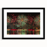 Extra large colorful abstract art print of textured scenery, ideal for living room, in a black frame with mat.