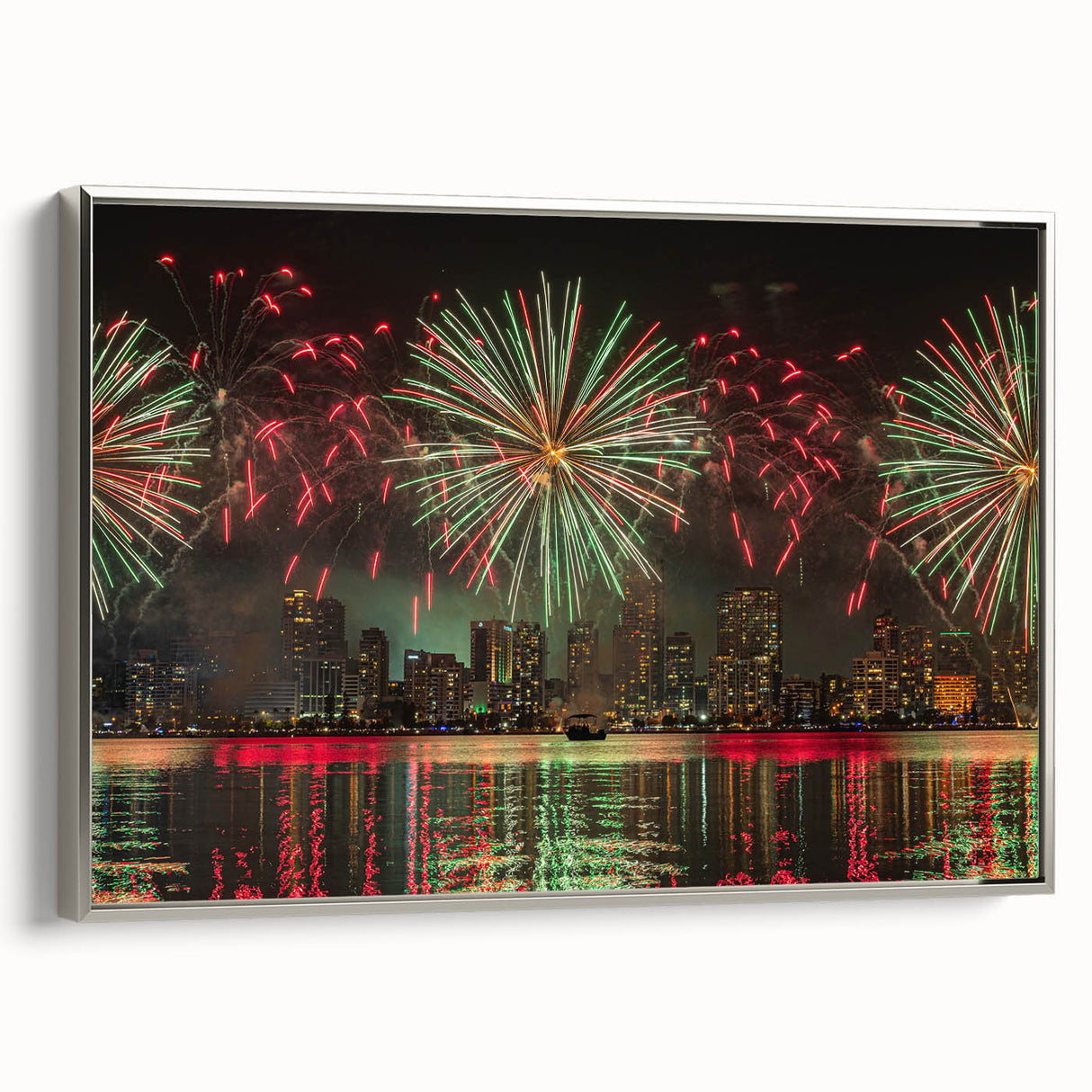Vintage poster art of Perth scenery in vibrant colors on extra-large framed canvas, ideal for living room decor.