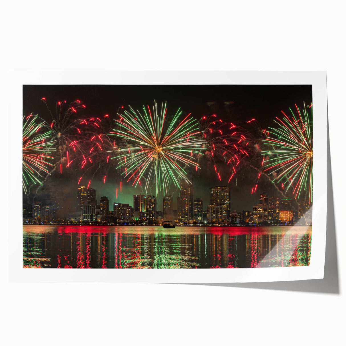 Extra large rolled print of Perth, Australia skyline with muted earth tones, ideal for dining room wall art.