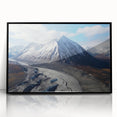 Large abstract wall art depicting the Yukon scenery in muted earth tones on a framed acrylic panel.