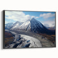 Black and white landscape art painting of Yukon scenery on framed canvas, ideal for bedroom wall decor.