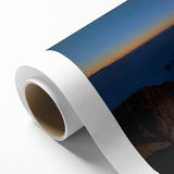 Art deco poster of a Caribbean scenery in vibrant blue and green tones on rolled canvas, ideal for nursery wall art.