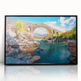 Large abstract wall art depicting a European Albanian scenery in black and white tones, framed acrylic.