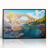 Large abstract wall art depicting a European Albanian scenery in black and white tones, framed acrylic.