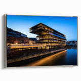 Landscape art painting featuring a vintage European scene in vibrant colors on a black framed canvas.