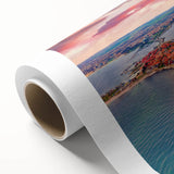 Art deco poster of a European Bulgarian scenery in pastel shades, printed on rolled canvas, ideal for nursery wall art.