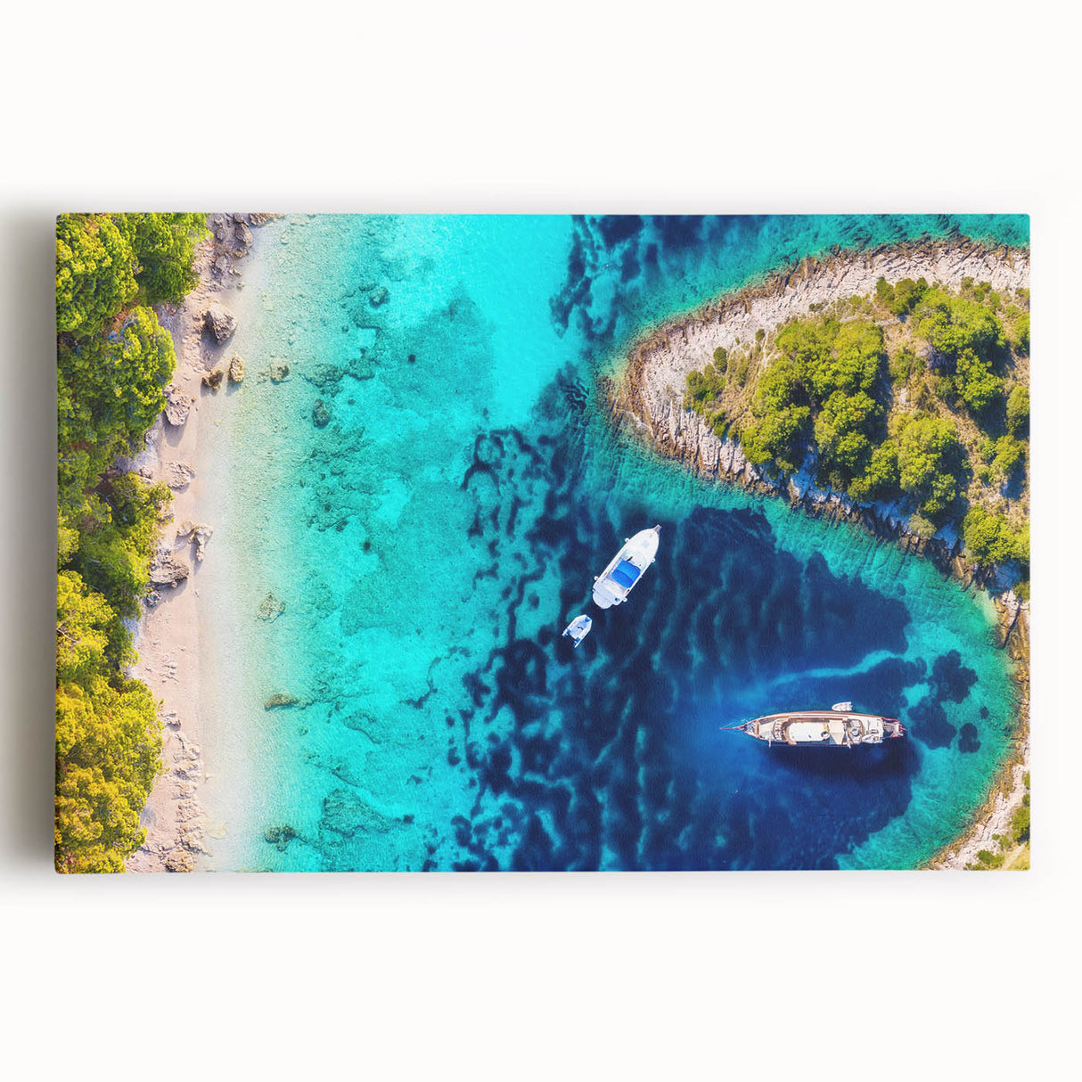 Black and white photograph of a Croatian coastal town on stretched canvas, ideal for kitchen wall art.