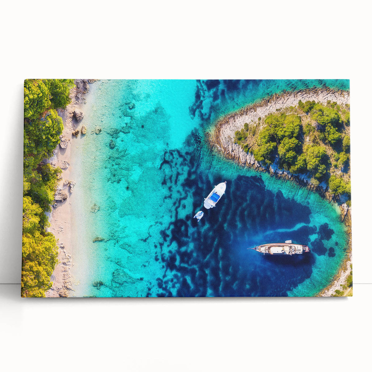 Black and white photo of a scenic Croatian landscape on large stretched canvas, ideal for kitchen wall art.