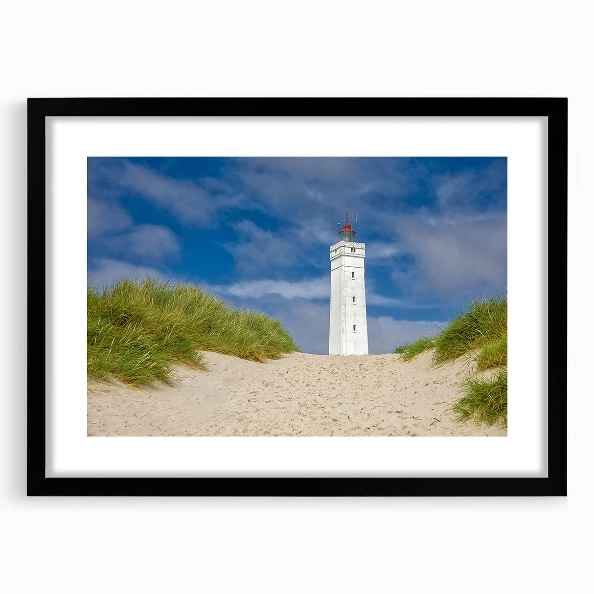 Colorful abstract art print featuring textured scenery of Europe, in a large black frame with mat.