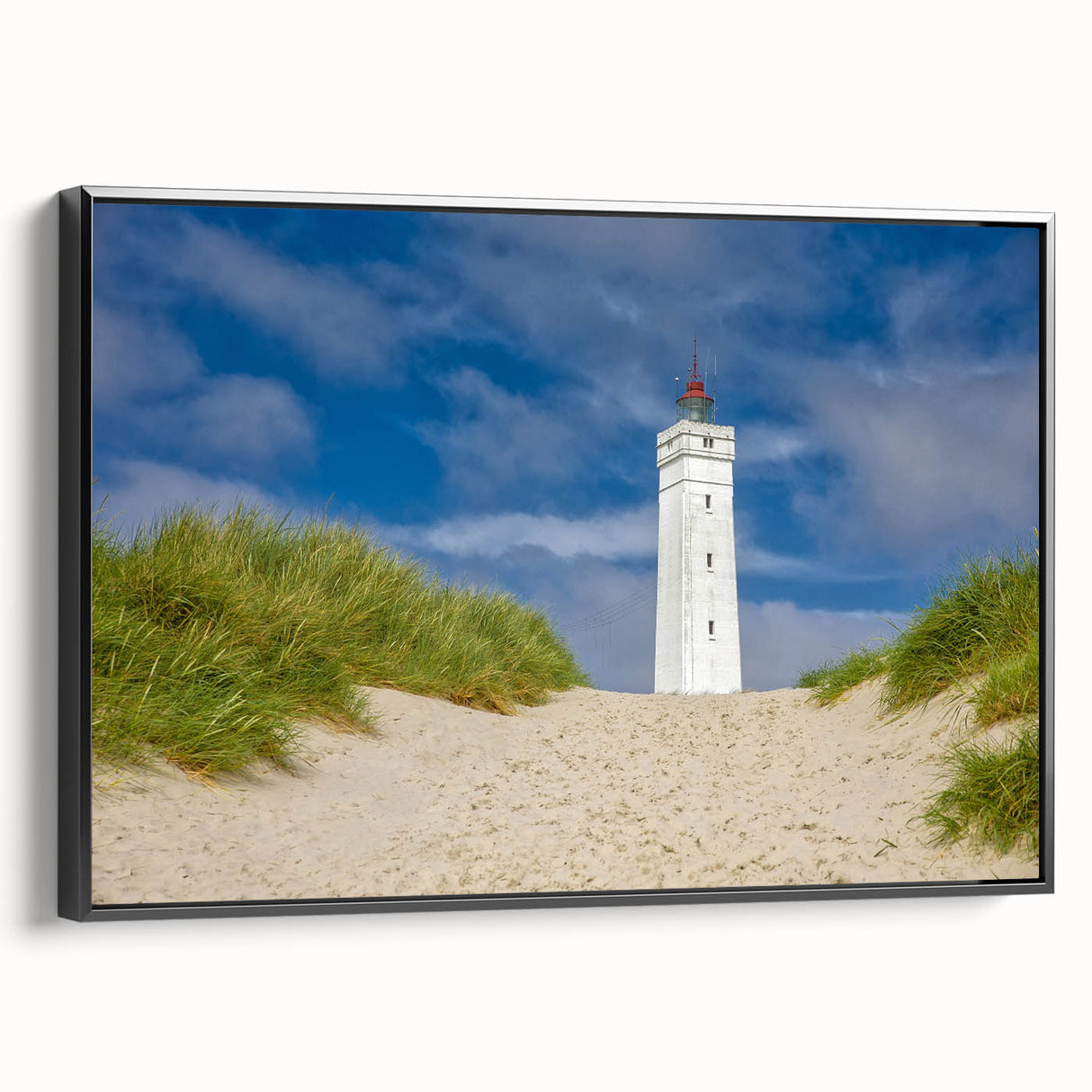 Black and white wall art featuring a vintage landscape of Denmark on framed canvas, suitable for bedroom decor.