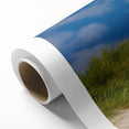 Art deco poster of a serene European landscape in pastel colors on rolled canvas, ideal for nursery wall art.
