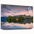 Acrylic glass print of Cumbria's rolling hills in muted green and blue tones, suitable for bedroom or dining room decor.