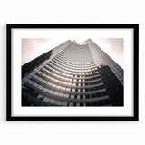 Extra large abstract art print of colorful, textured London scenery on a black-framed canvas, ideal for living room decor.